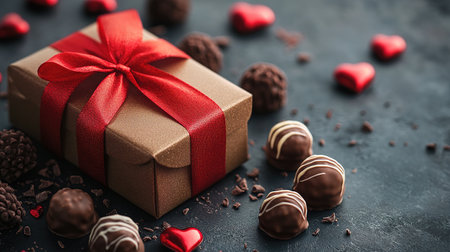 Gift boxes of gourmet chocolates for Valentine's Day.の素材