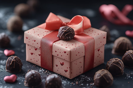 Gift boxes of gourmet chocolates for Valentine's Day.の素材