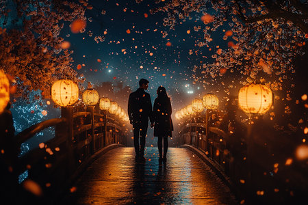 A young couple strolling hand-in-hand along the beach at sunset. The perfect image for a Valentine's Day backdrop.の素材