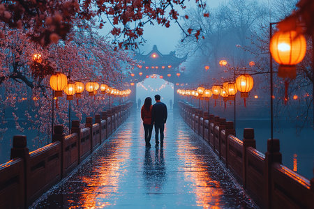 A young couple strolling hand-in-hand along the beach at sunset. The perfect image for a Valentine's Day backdrop.の素材
