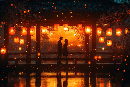 A young couple strolling hand-in-hand along the beach at sunset. The perfect image for a Valentine's Day backdrop.の素材