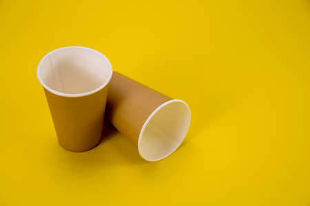 Eco-friendly glasses on a yellow background,の写真素材