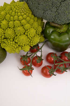 fresh vegetable, romanesco broccoli, pepper, zucchini, cherry tomato, free space in your text, on a isolated background.の写真素材