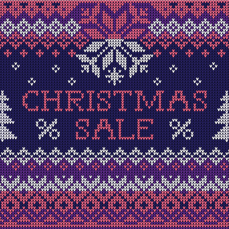 Christmas Sale: Scandinavian style seamless knitted patternのイラスト素材
