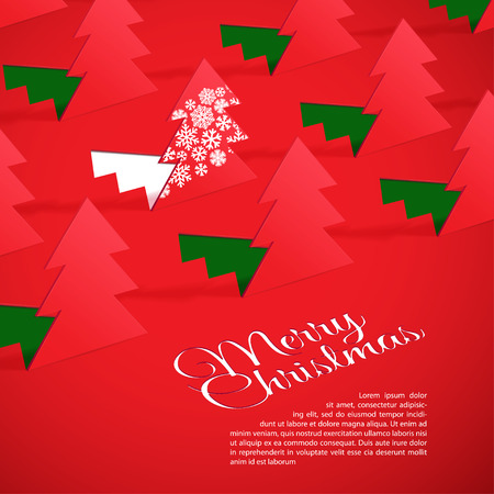 Creative Christmas tree formed from cut out paper.のイラスト素材