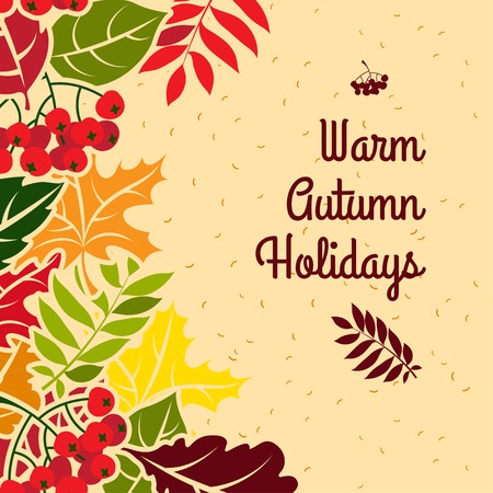 Vector Illustration Autumn leaves frame. Flat styleのイラスト素材