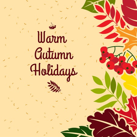 Vector Illustration Autumn leaves frame. Flat styleのイラスト素材