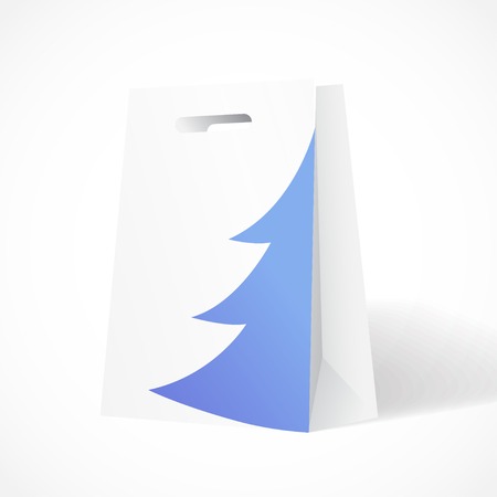 Vector Illustration of Festive paper bag with fir-tree for your businessのイラスト素材