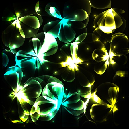 Vector Illustration of Shiny cosmic flowers backgroundのイラスト素材