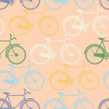 Vector Illustration Seamless pattern of colorful bicycles. Flat styleのイラスト素材