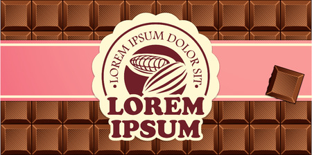 Vector Illustration of  chocolate bars in ribbon with vintage labelのイラスト素材