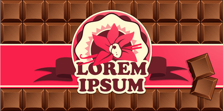 Vector Illustration of chocolate bars in ribbon with vintage labelのイラスト素材