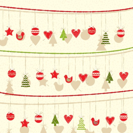 Retro Christmas Garland Vector Background. Flat styleのイラスト素材