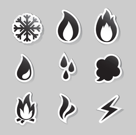 Vector Illustration of  fire, freeze, steam, water iconsのイラスト素材