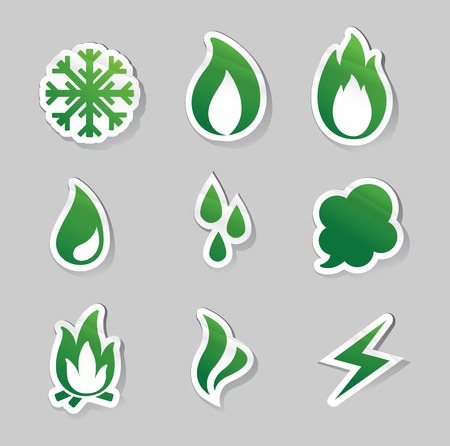 Vector Illustration of  fire, freeze, steam, water iconsのイラスト素材