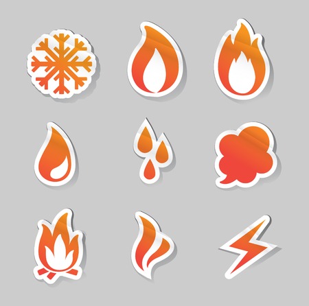 Vector Illustration of fire, freeze, steam, water iconsのイラスト素材