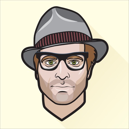 Vector Illustration of Flat design man's portraitのイラスト素材