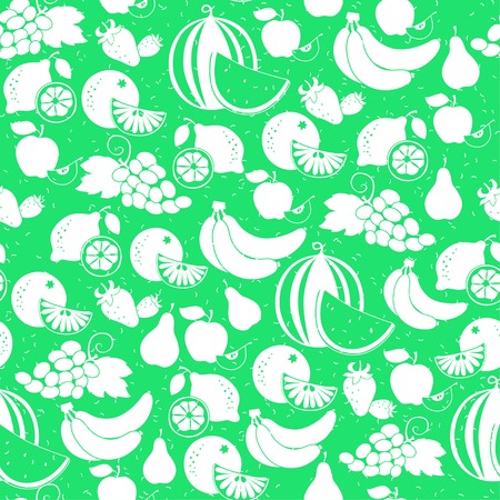 Vector Illustration of  fruit white silhouette seamless patternのイラスト素材