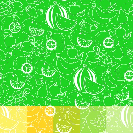 Vector Illustration of fruit white silhouette seamless patternのイラスト素材