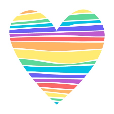 Vector Illustration of striped colourful Rainbow heartのイラスト素材
