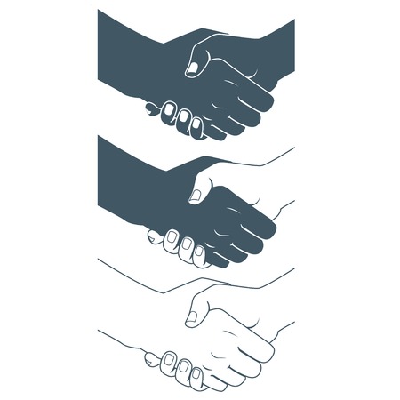Vector Illustration of  Handshake. Flat style. Black and white skinのイラスト素材