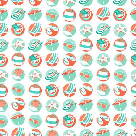 Vector illustration Summer beach party seamless pattern. Flat style.のイラスト素材