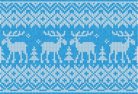 Vector Illustration of Scandinavian style seamless knitted pattern with deersのイラスト素材