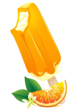 Vector Illustration Icon of Orange Ice-cream with citrus slice. Summer flavorのイラスト素材
