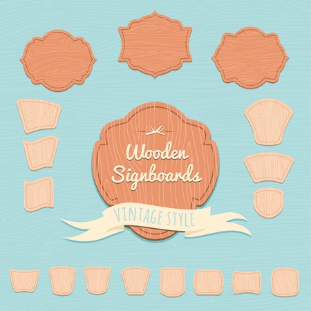 Vector Illustration of  Set of wooden signboards. Flat styleのイラスト素材