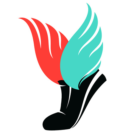 Vector illustration Sport shoes sign with wingsのイラスト素材
