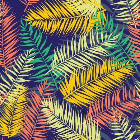 Vector illustration Seamless color palm leaves patternのイラスト素材