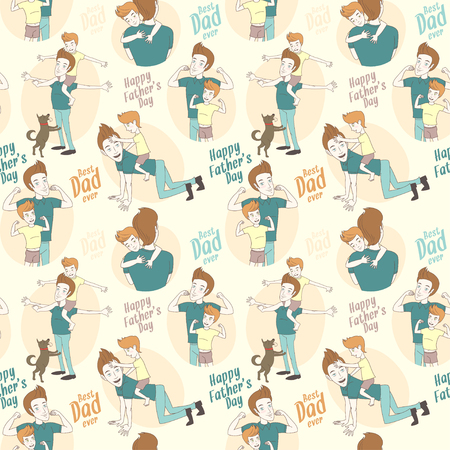 Vector illustration Festive seamless doodle pattern for father's dayのイラスト素材