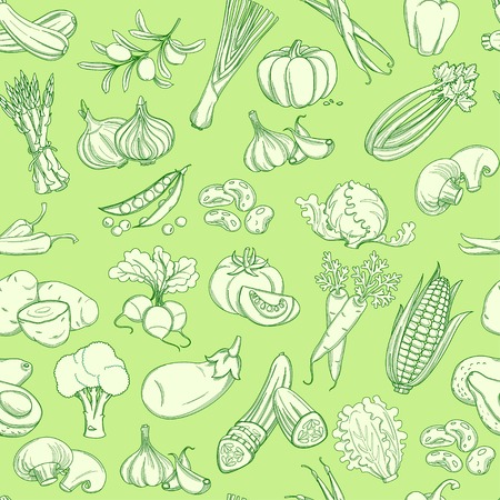 Outline hand drawn vegetable pattern flat style, thin  lineのイラスト素材