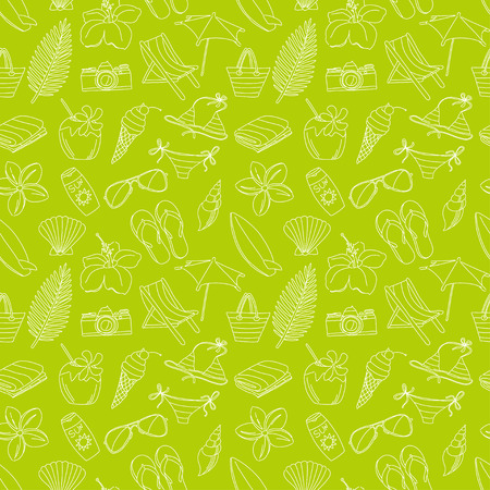 Vector illustration Cute hand drawn sketch line icons seamless patternのイラスト素材