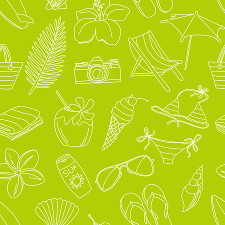 Vector illustration Cute hand drawn sketch line icons seamless patternのイラスト素材
