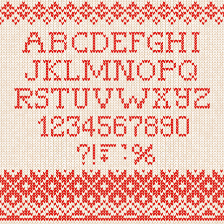 Vector illustration Christmas Font: Scandinavian style seamless knitted ornament patternのイラスト素材