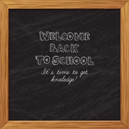 Vector illustration  Back to school greeting card of kids doodles with bus, books, computer, blackboard and world mapのイラスト素材