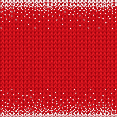 Vector illustration Handmade knitted seamless abstract background red pattern with white border frameのイラスト素材