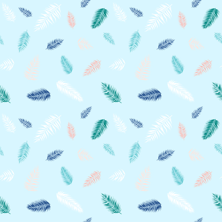 Seamless pattern of Tropical palm leaves. Vector illustration. Flat design styleのイラスト素材