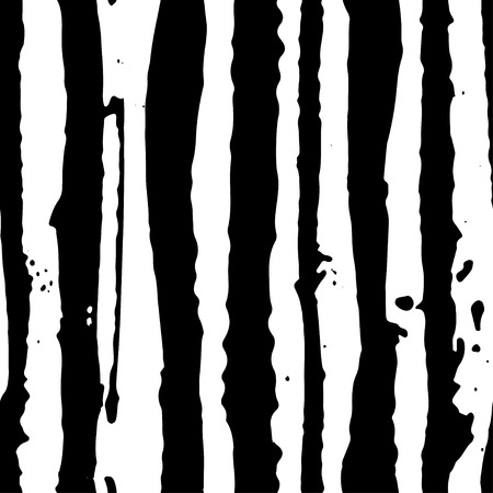 Vector Illustration striped seamless hand drawn pattern. Black and white. Grunge style ink designのイラスト素材
