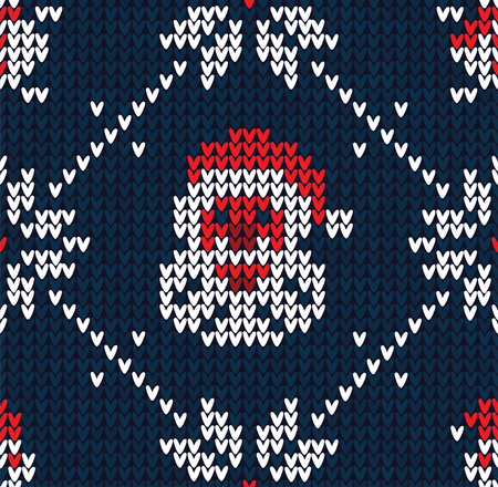 Winter Christmas x-mas knitted seamless abstract background with Santa Clausのイラスト素材