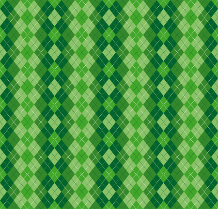 Festive Irish tartan diamond seamless pattern for St Patrick's Day for party wrapping paper, textile fabric print, wallpaper abstract background. Flat style vector illustration. Green and white colors.のイラスト素材
