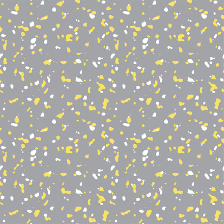 Creative organic liquid spray shapes seamless pattern background. Flat design style. White, yellow, grey coloursのイラスト素材