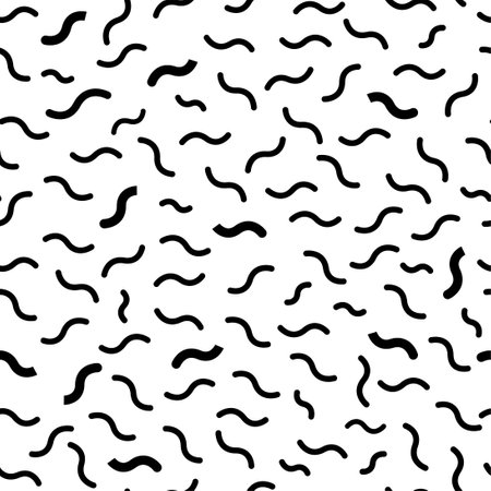 Seamless line doodle memphis pattern Fashion 80-90s. Black and white texture Vector illustration line art. Vintage geometric print illustration elementのイラスト素材