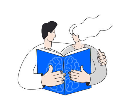 Distance learning. School Education Program. Guide self-study textbook. Education for children, teens, teenagers, adult students.. Vector illustration doodles, line style designのイラスト素材