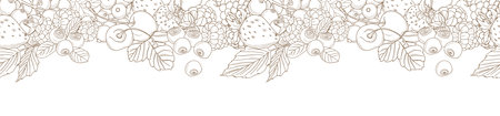 Berries mix seamless border frame of cherry, currant, blueberry,のイラスト素材