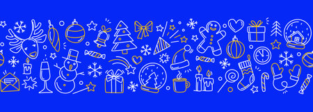 Merry Christmas Happy New Year seamless background pattern.のイラスト素材