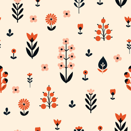 Seamless Scandinavian pattern. Delicate flowers.のイラスト素材