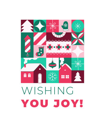 Happy Holidays Minimalist Christmas New Year Card. Modern Geometric Designのイラスト素材