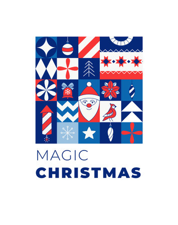 Happy Holidays Minimalist Christmas New Year Card. Modern Geometric Designのイラスト素材